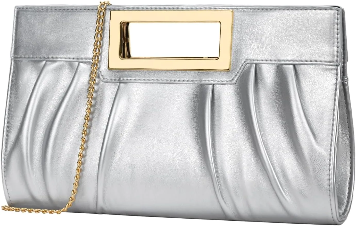 KKXIU Women Clutch Purse Elegant Pleated Evening Bag for Wedding Prom Bridal with Chain Strap