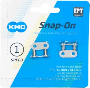 KMC Single Speed EPT Snap-On Link, Dark Silver, Wide (1/8")