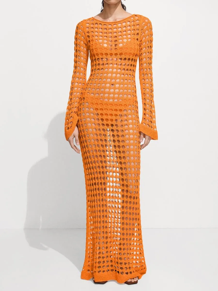 Knitted Hollowed Out Maxi Dress