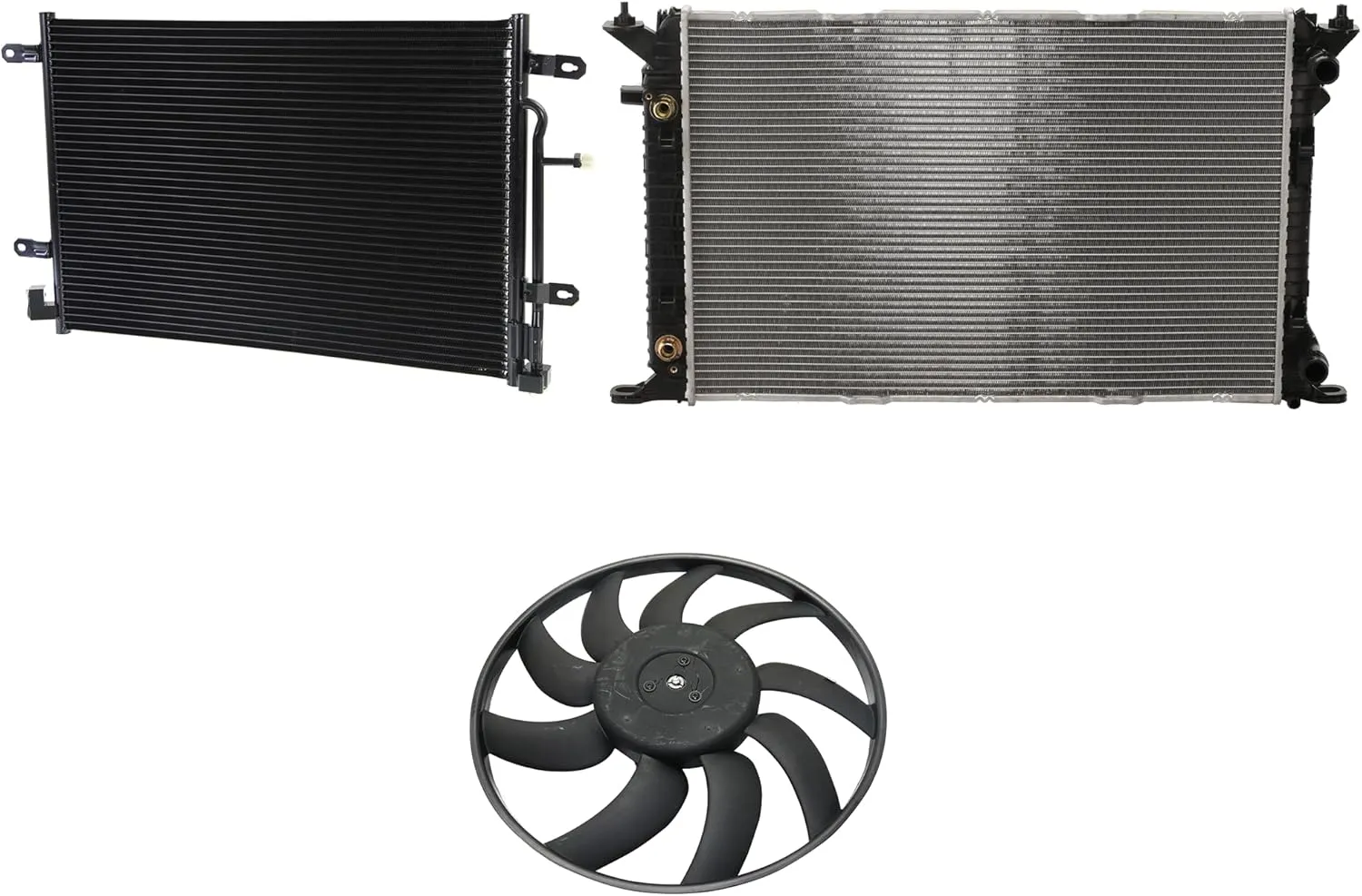 Kool Vue A/C Condenser 3-Piece Kit Compatible For Audi A4 2009, Audi A4 Quattro 2009 Engine ID BWT