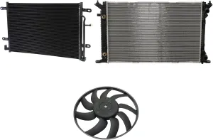 Kool Vue A/C Condenser 3-Piece Kit Compatible For Audi A4 2009, Audi A4 Quattro 2009 Engine ID BWT
