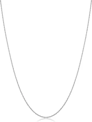 Kooljewelry 14k White Gold Rope Chain Barely-There Necklace For Women (0.7 mm, 0.9 mm, 1 mm or 1.3 mm) - Thin And Lightweight
