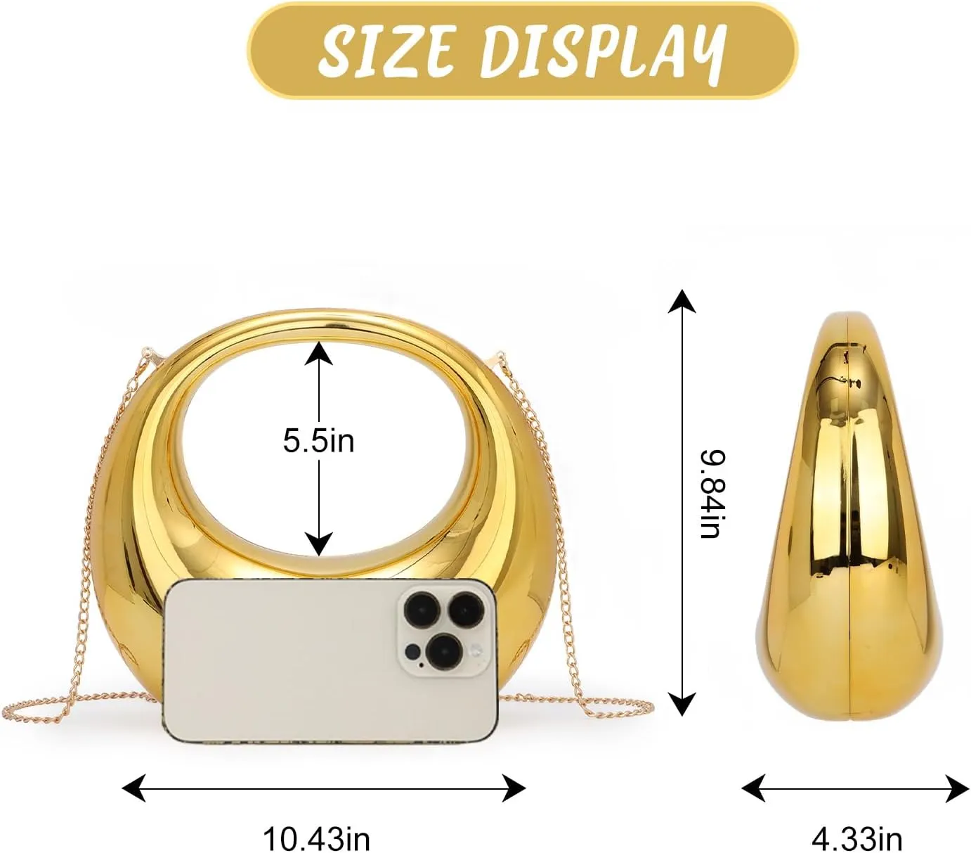 KUANG! Acrylic Evening Handbag for Women Moon Shape Purse Top Handle Clutch Evening Shoulder Bag for Party