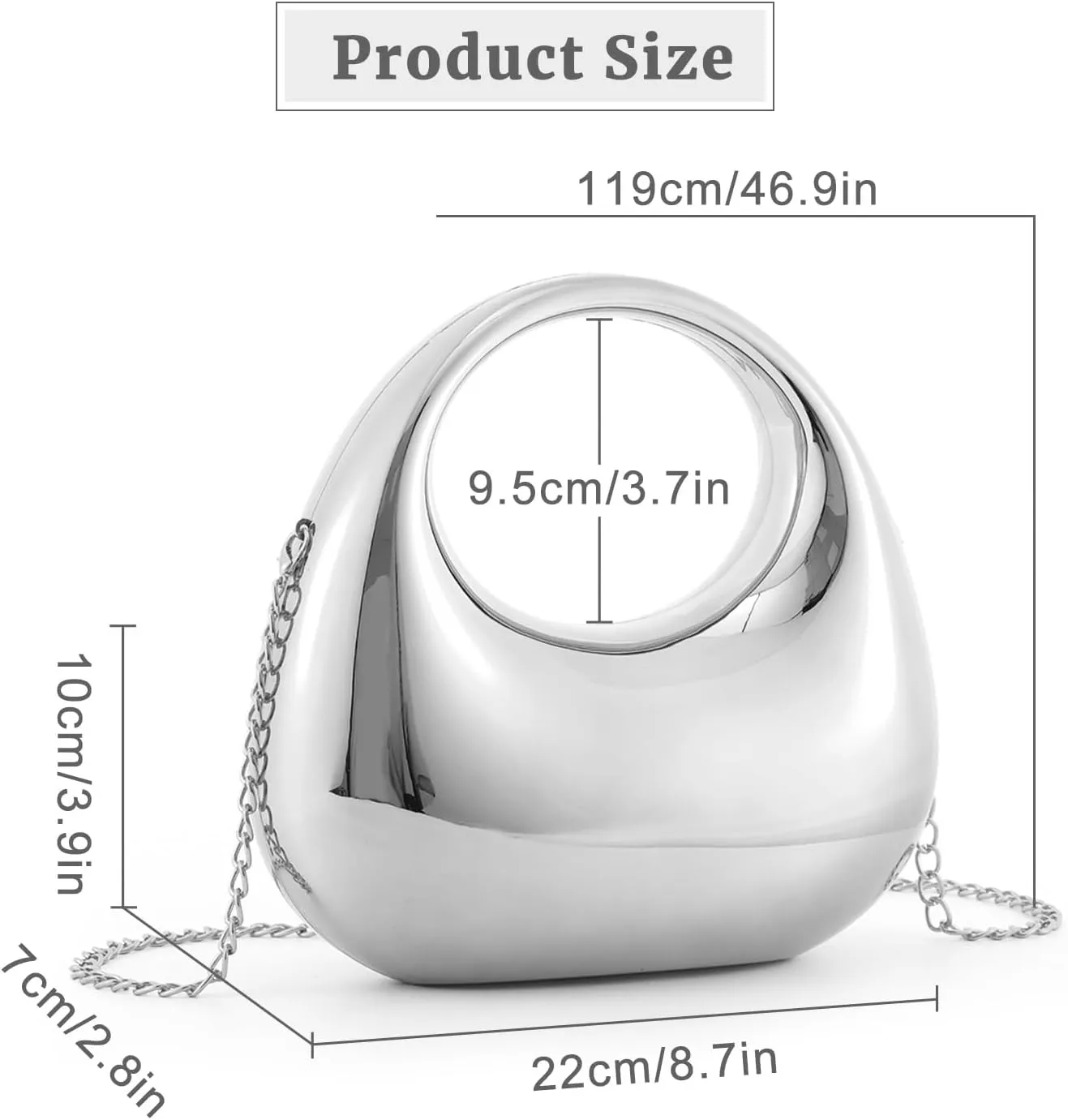 KUANG! Women Mimi Acrylic Evening Purse Top-handle Moon Hobo Bag Handbag for Wedding Cocktail Party Chain Shoulder Bag
