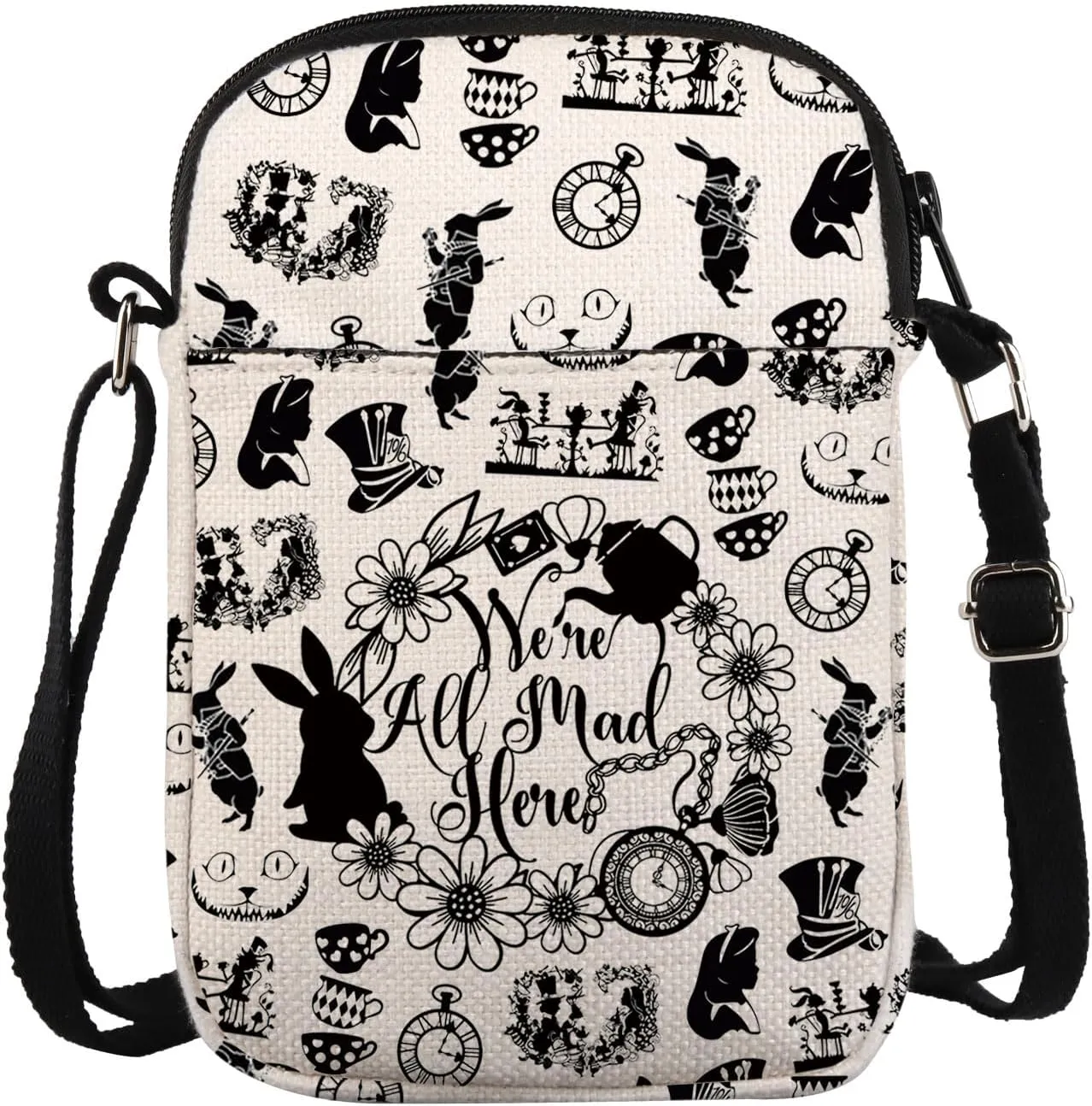 KUIYAI We're All Mad Here Alice Crossbody Bag Wonderland Alice Fairy Tale Fans Gift