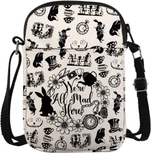KUIYAI We're All Mad Here Alice Crossbody Bag Wonderland Alice Fairy Tale Fans Gift