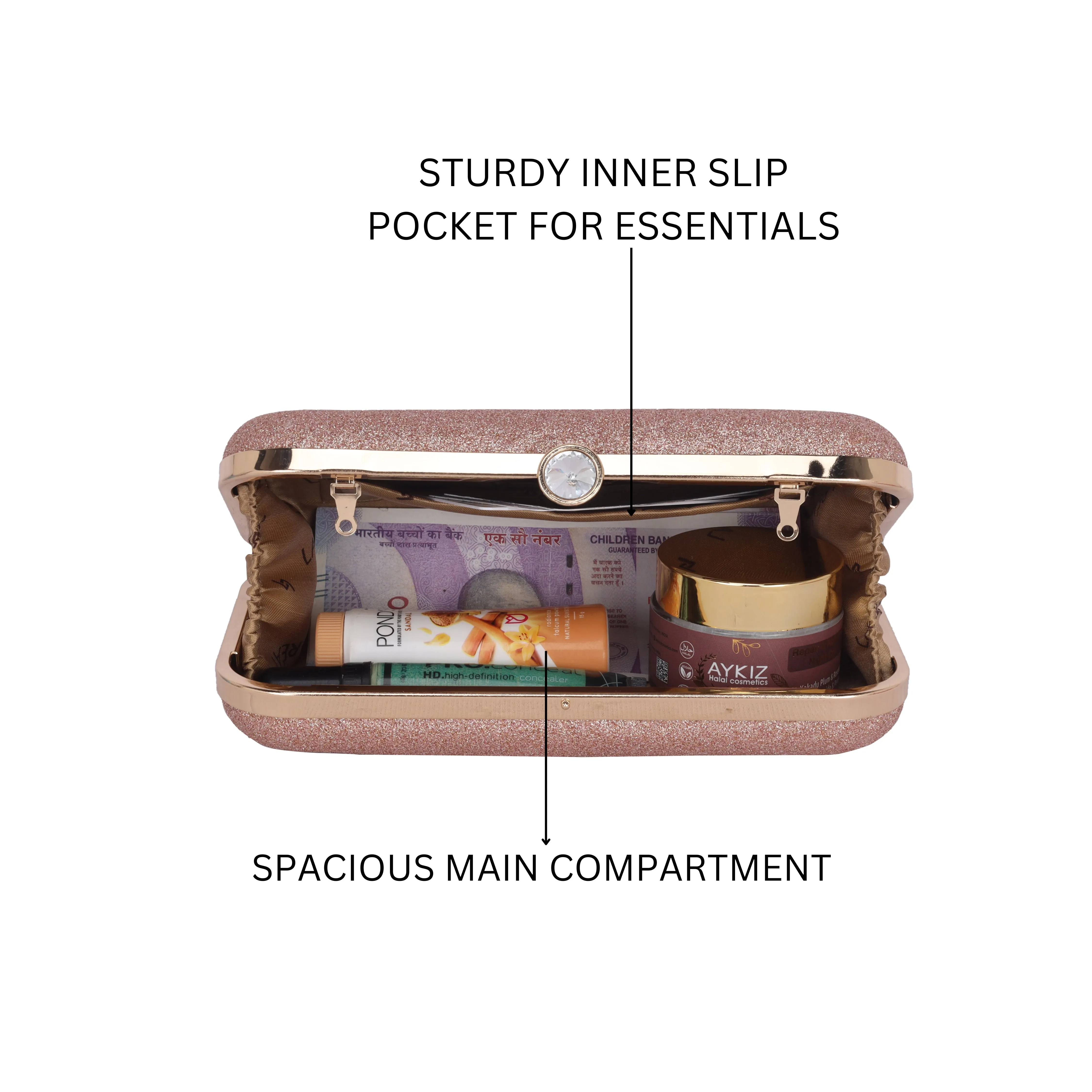 La Reat's Sparkle Women's Owal Box Clutch Purse