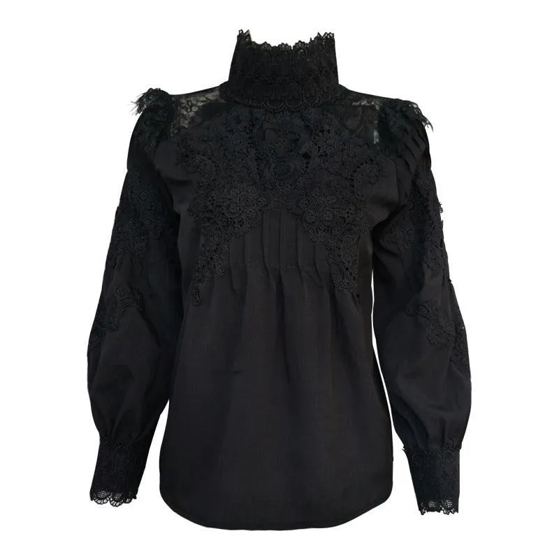 Lace hollowed-out shirts