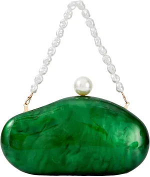 Ladies' Acrylic Shell-shaped Handbag Chic Evening Clutch Bag Paired With A Baroque Irregular Pearl Chain Strap