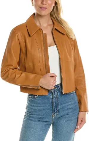 Ladies Pebbled Leather Moto
