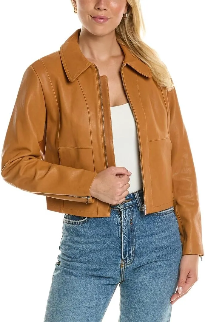 Ladies Pebbled Leather Moto