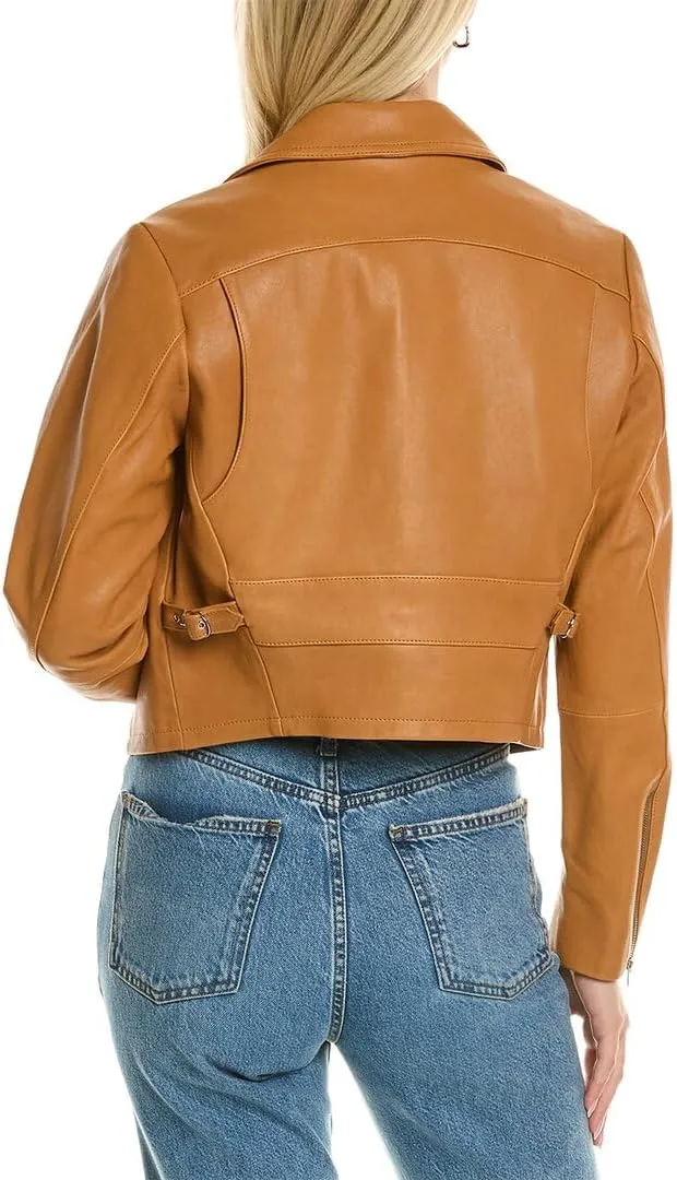 Ladies Pebbled Leather Moto