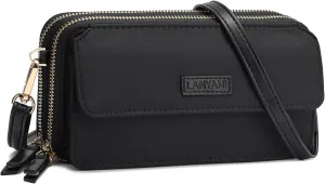 Lanyani RFID Crossbody Wallet Wristlet Purse with Phone Pocket For Women Vegan Leather