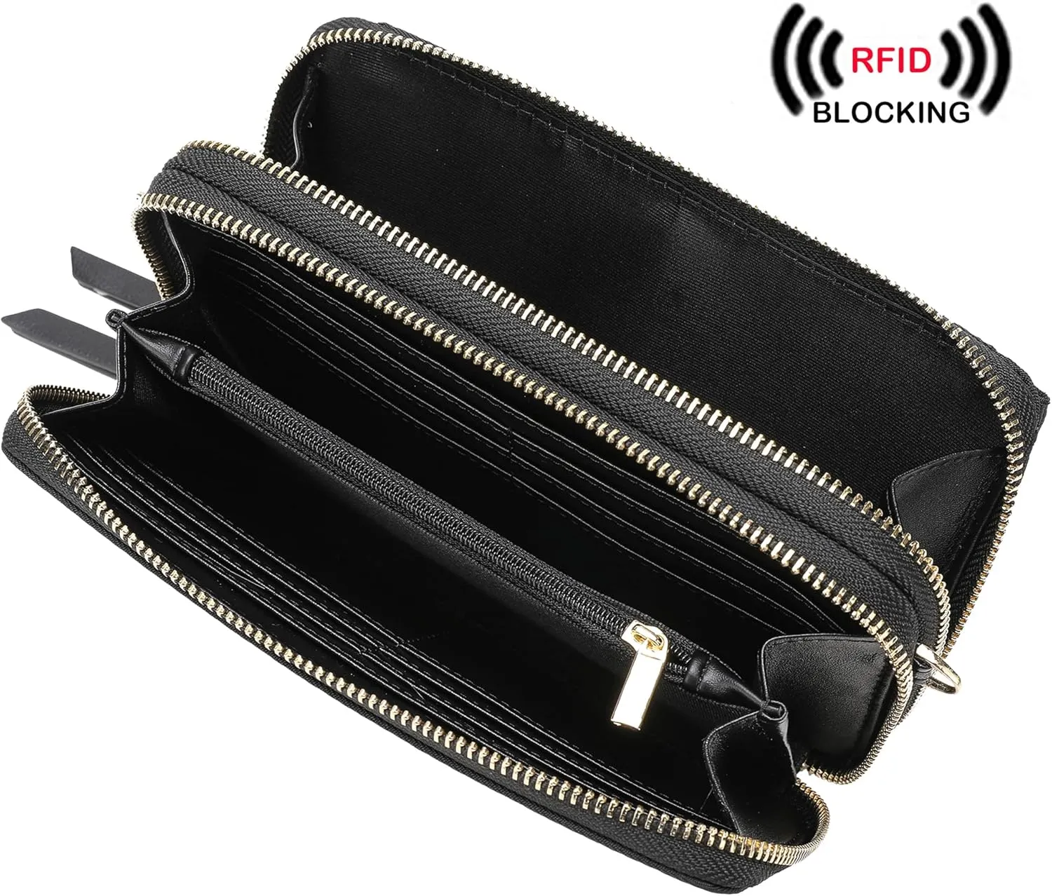 Lanyani RFID Crossbody Wallet Wristlet Purse with Phone Pocket For Women Vegan Leather