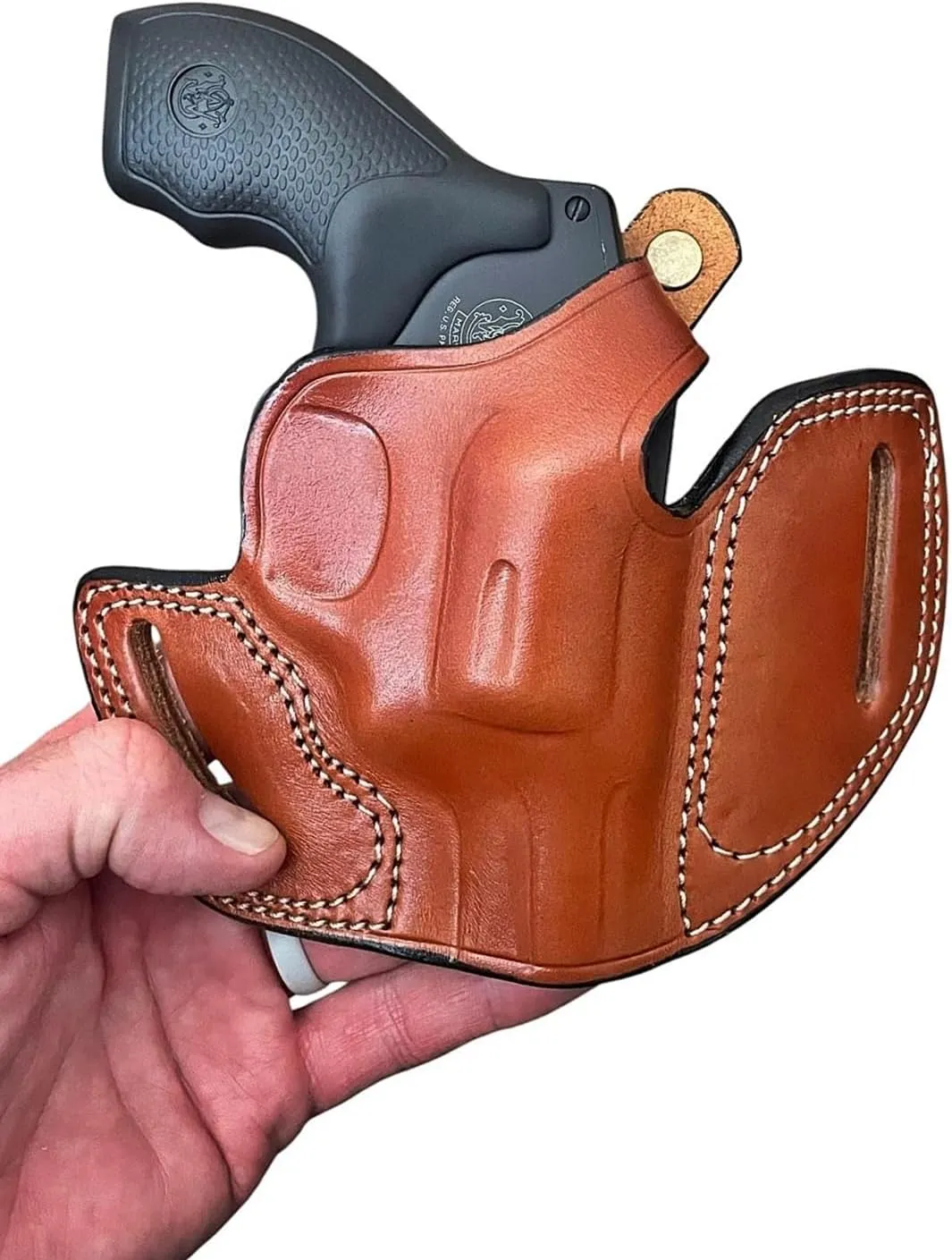 Leather Belt Holster for Colt King Cobra 2 inch Barrel, Thumb Snap, Premium Leather, Right Hand
