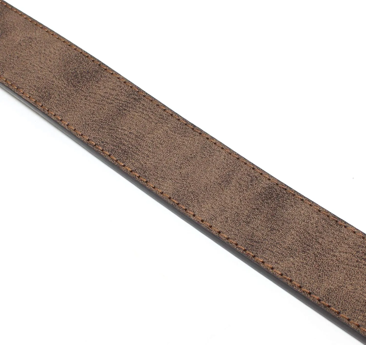 Leather Belt Strap with Vintage Distressed Texture 1.5" Wide with Snaps and without Buckle