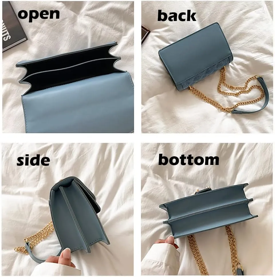 Leather Shoulder Bag Chain Purse for Women - Fashion Crossbody Bags Vintage Snake Print Underarm Bag Square Satchel Handbag