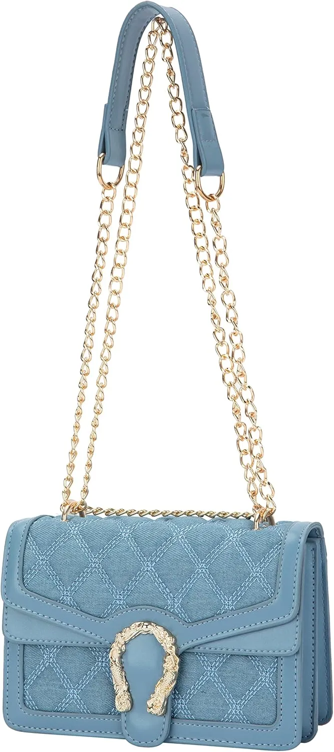 Leather Shoulder Bag Chain Purse for Women - Fashion Crossbody Bags Vintage Snake Print Underarm Bag Square Satchel Handbag