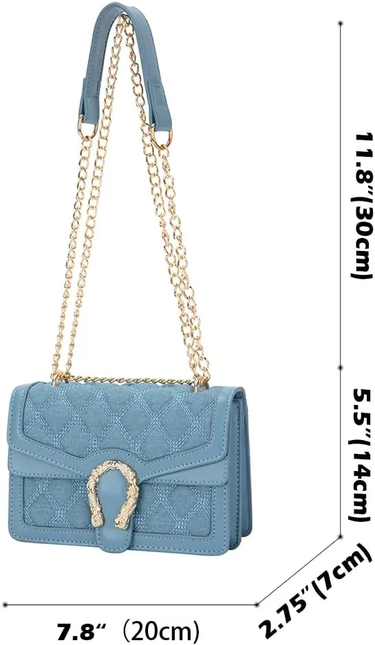 Leather Shoulder Bag Chain Purse for Women - Fashion Crossbody Bags Vintage Snake Print Underarm Bag Square Satchel Handbag