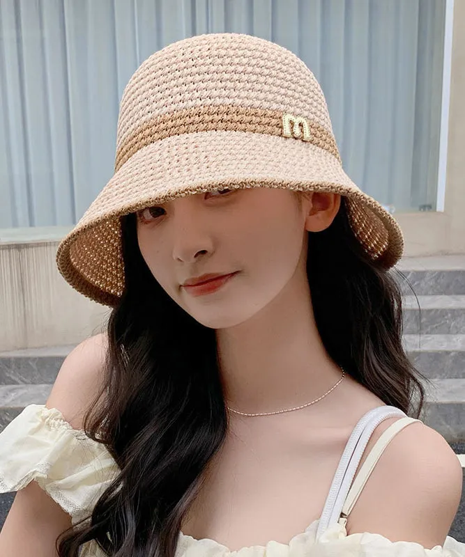 Leisure White Hollowed Out Breathable Knitted Bucket Hat