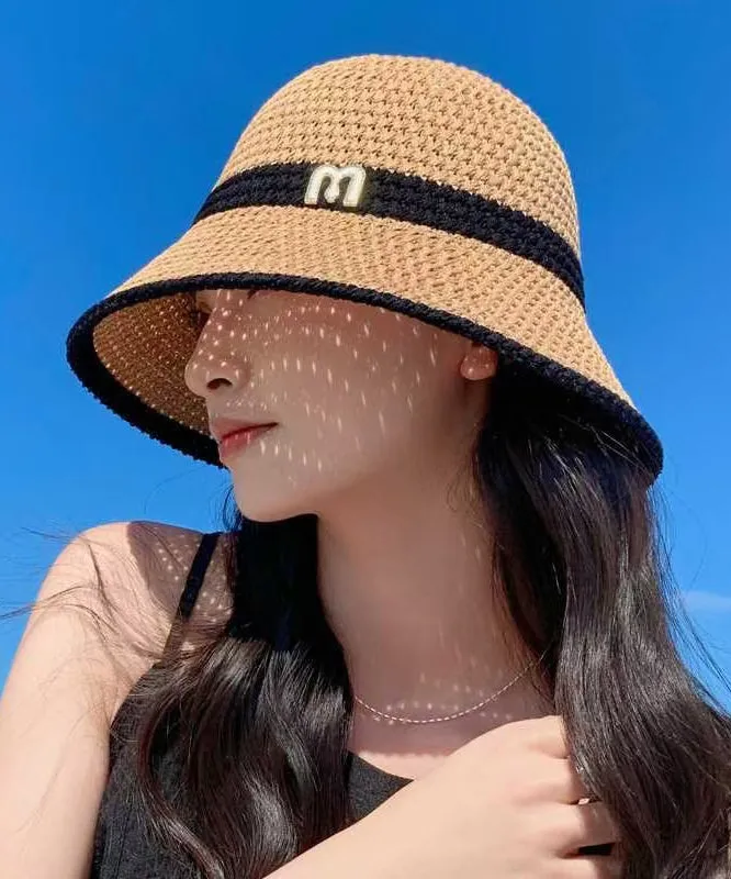 Leisure White Hollowed Out Breathable Knitted Bucket Hat