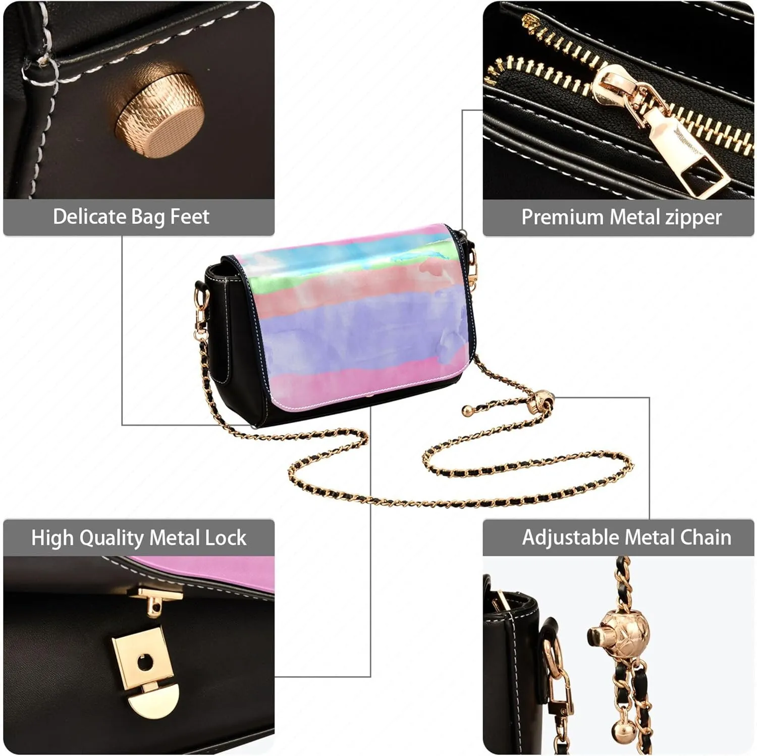 Leopard Jaguar Print Pink PU Leather Shoulder Bag Waterproof Women Crossbody Bag Purses Trendy Purse with Chain Strap