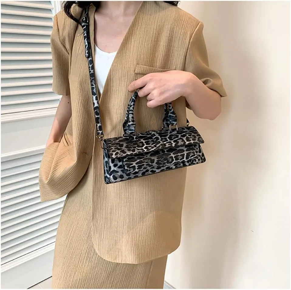 Leopard Print Clutch Evening Handbag Top Handle Leopard Tote Bag with Strap Y2k Cheetah Print Crossbody Satchel Purse