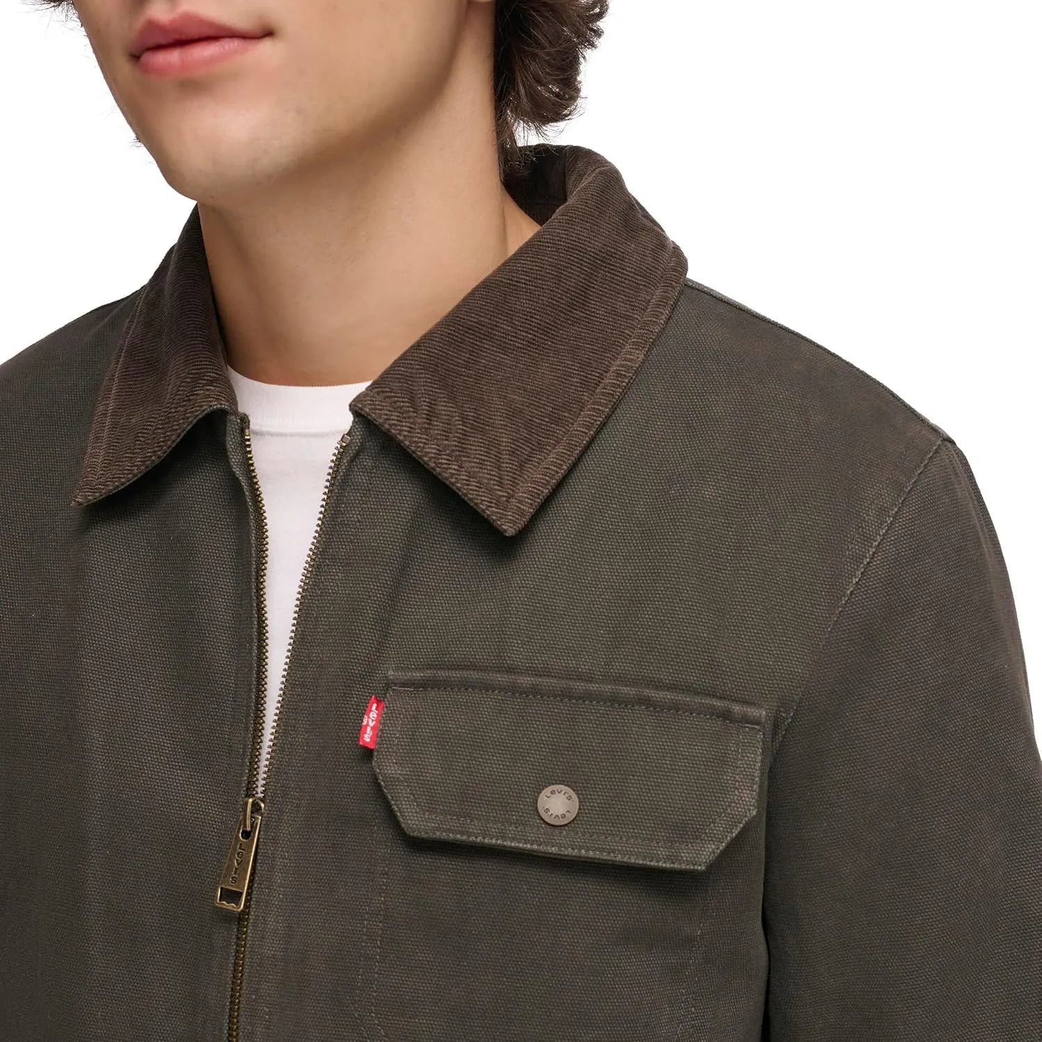 Levi's Mens Workwear Cotton Canvas Corduroy Collar Depot Jacket