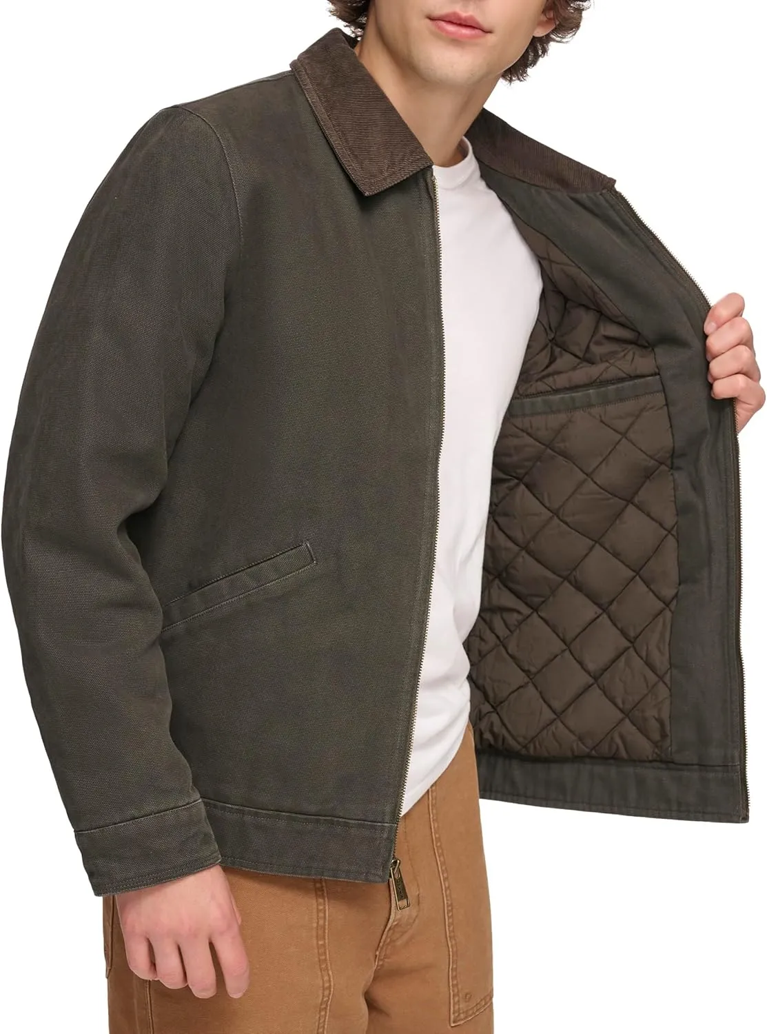 Levi's Mens Workwear Cotton Canvas Corduroy Collar Depot Jacket