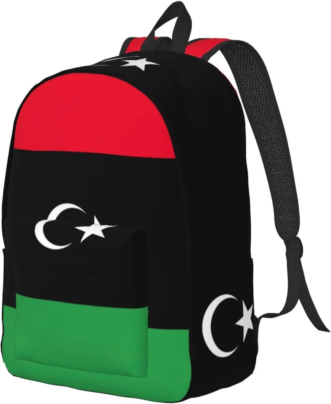 Libyan Flag Print Laptop Backpack For Women Travel Canvas Bookbag For Men Outdoor Fashion Casual Daypack