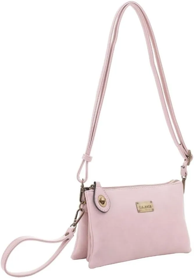 Liz Soto Ella Womens Crossbody Purse and Wristlet - PU Leather Wallet and Over the Shoulder Bags with Wrist Strap