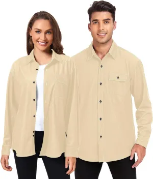 Long Sleeve Corduroy Shirts Black Button-Down Blouses Top for Women Men XS Black