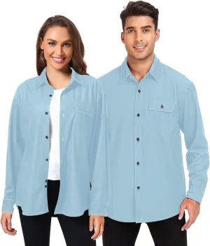 Long Sleeve Corduroy Shirts Black Button-Down Blouses Top for Women Men XS Black
