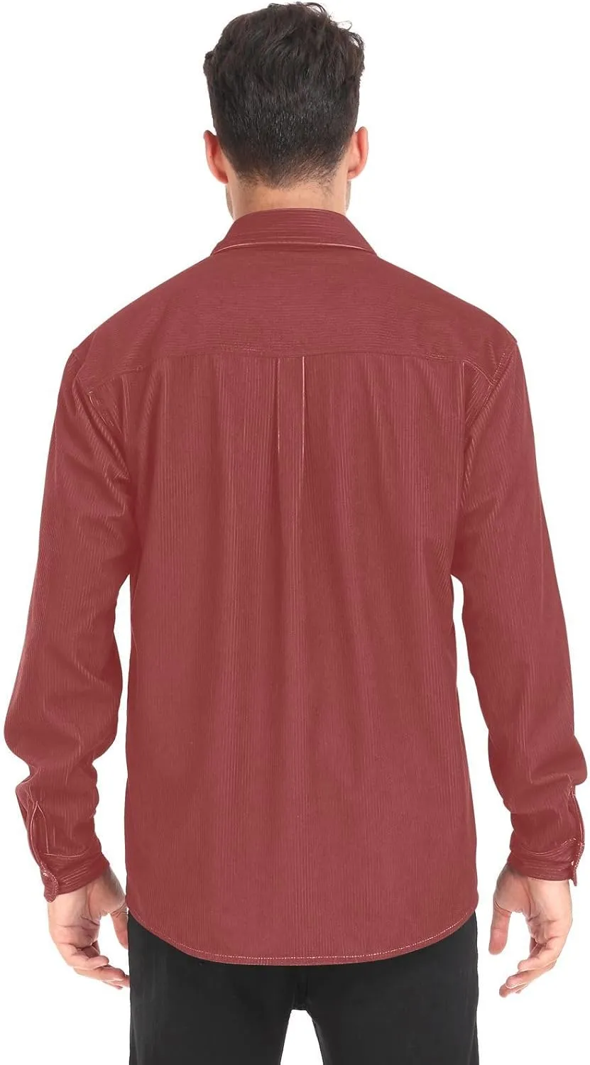 Long Sleeve Corduroy Shirts Black Button-Down Blouses Top for Women Men XS Black
