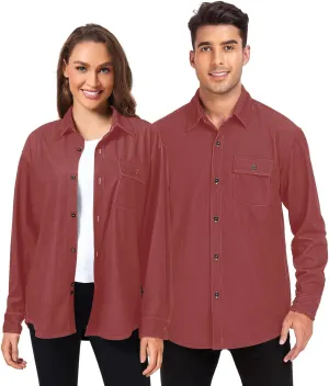 Long Sleeve Corduroy Shirts Black Button-Down Blouses Top for Women Men XS Black