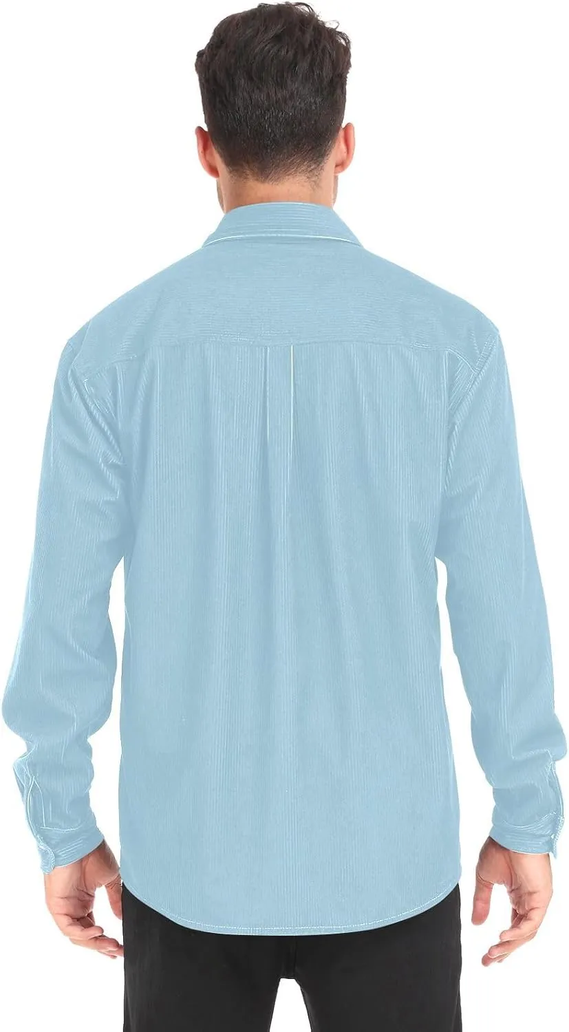 Long Sleeve Corduroy Shirts Black Button-Down Blouses Top for Women Men XS Black