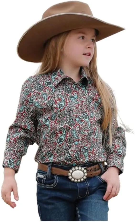 Long Sleeve Western Snap Shirt in Red Multicolor
