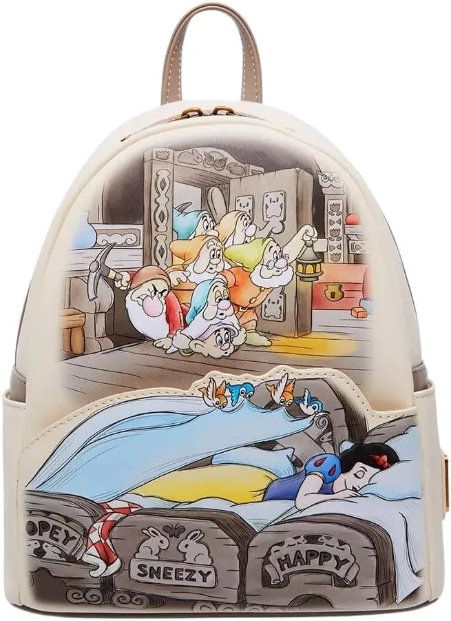 Loungefly Disney Snow White and the Seven Dwarfs Bed Sleeping Womens Backpack