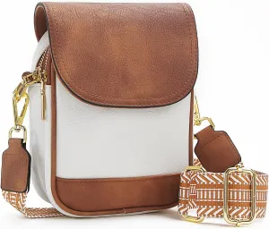 LOUXIFENG Vegan Leather Small Crossbody Bag for Women Trendy Anti-Thief Cell Phone Shoulder Purse Wallet Handbag Guitar Strap