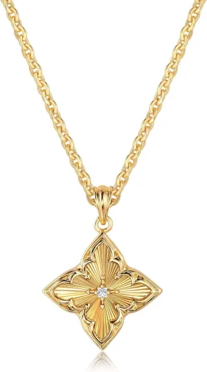 LOYATA Gold Clover Necklaces for Women,Dainty 14K Gold Plated Cubic Zirconia Four Leaf Clover Necklace Charms Lucky Gold Pendant Necklace for Women Fashion Jewelry Gifts