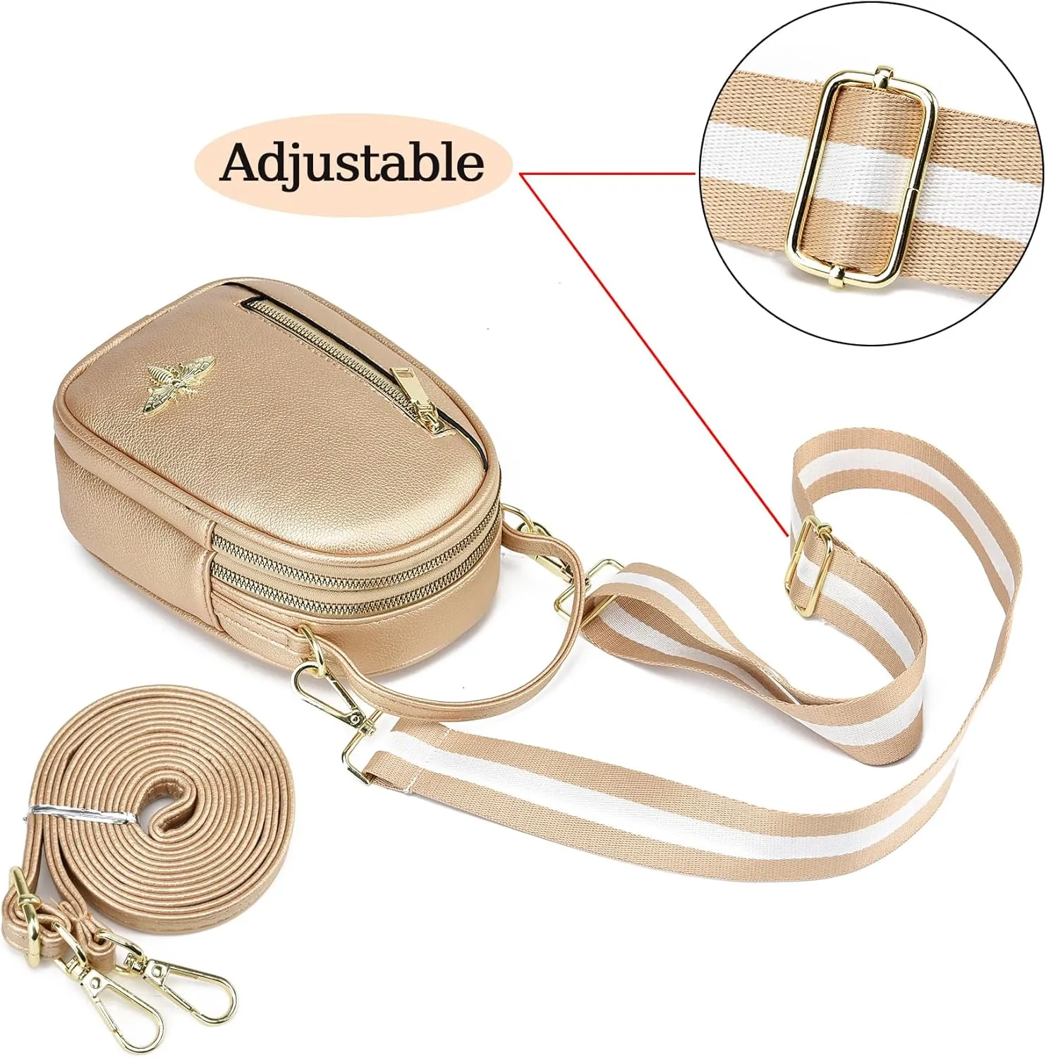 LoZoDo Small Crossbody Bags for Women Trendy Leather Purses and Handbags Designer Cell Phone Bag Wallet Purse with Wide Strap