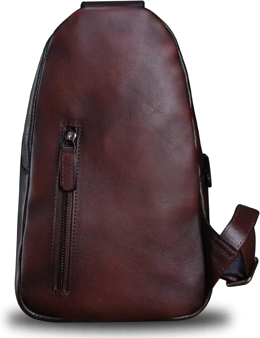LRTO Genuine Leather Sling Bag Crossbody Purse Handmade Hiking Daypack Motorcycle Bag Retro Shoulder Backpack Vintage Chest Bag (Coffee)