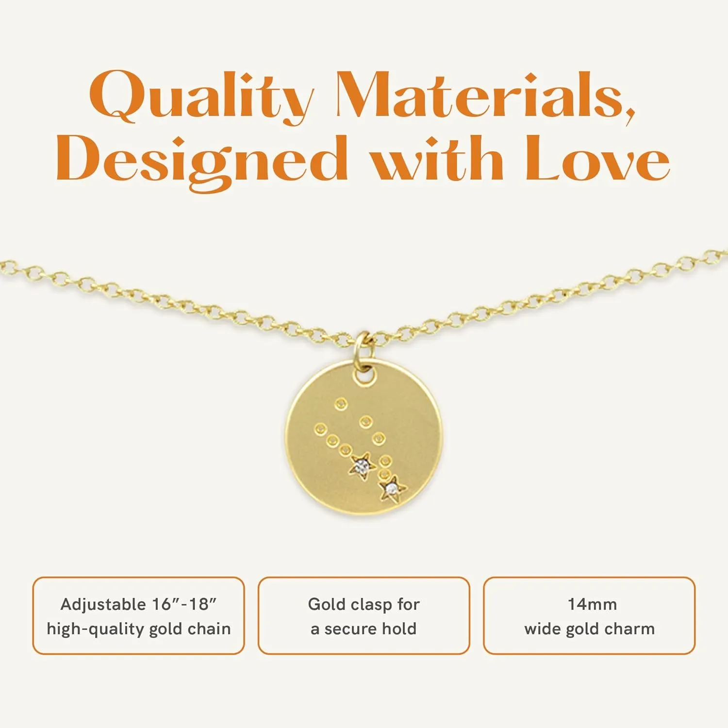 Lucky Feather Zodiac Necklace - 14K Gold-Dipped Constellation Pendant Necklace - Zodiac Sign Birthday Gifts for Women and Girls with Adjustable 16" - 18" Chain