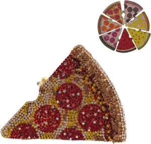 Luxury Novelty Pizza Shaped Rhinestone Evening Bag for Women Funny Pizza Crystal Clutch Purse for Party Prom