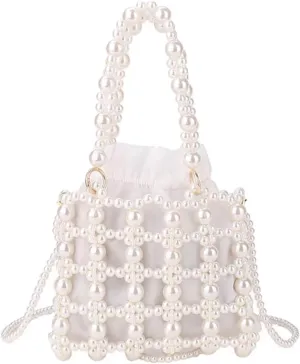 Luxury Pearl Bag Chain Bag Purse Evening Bags, Artificial Pearl Clutch Handmade Bags for Party Wedding Bridal Travel 13