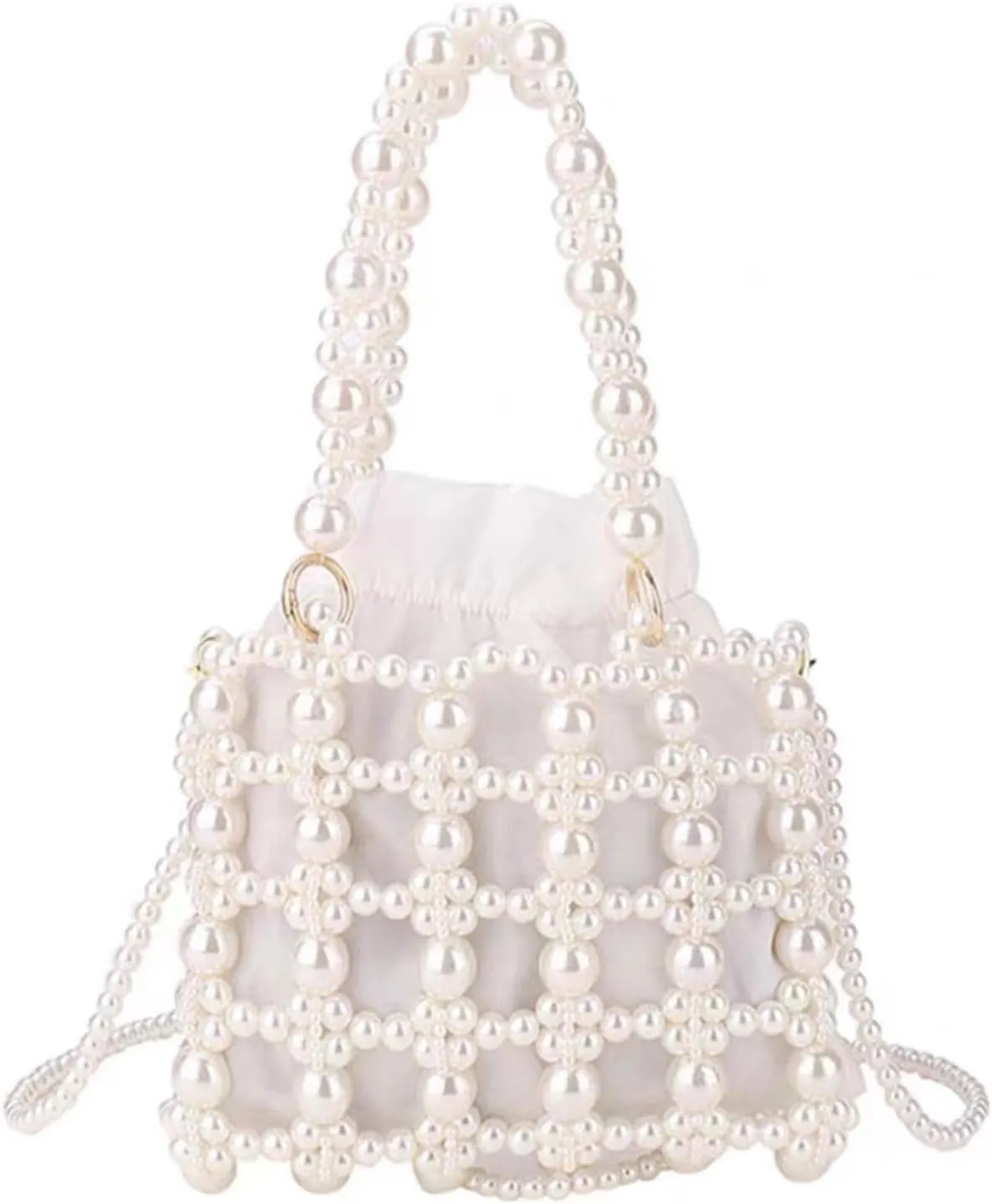 Luxury Pearl Bag Chain Bag Purse Evening Bags, Artificial Pearl Clutch Handmade Bags for Party Wedding Bridal Travel 13