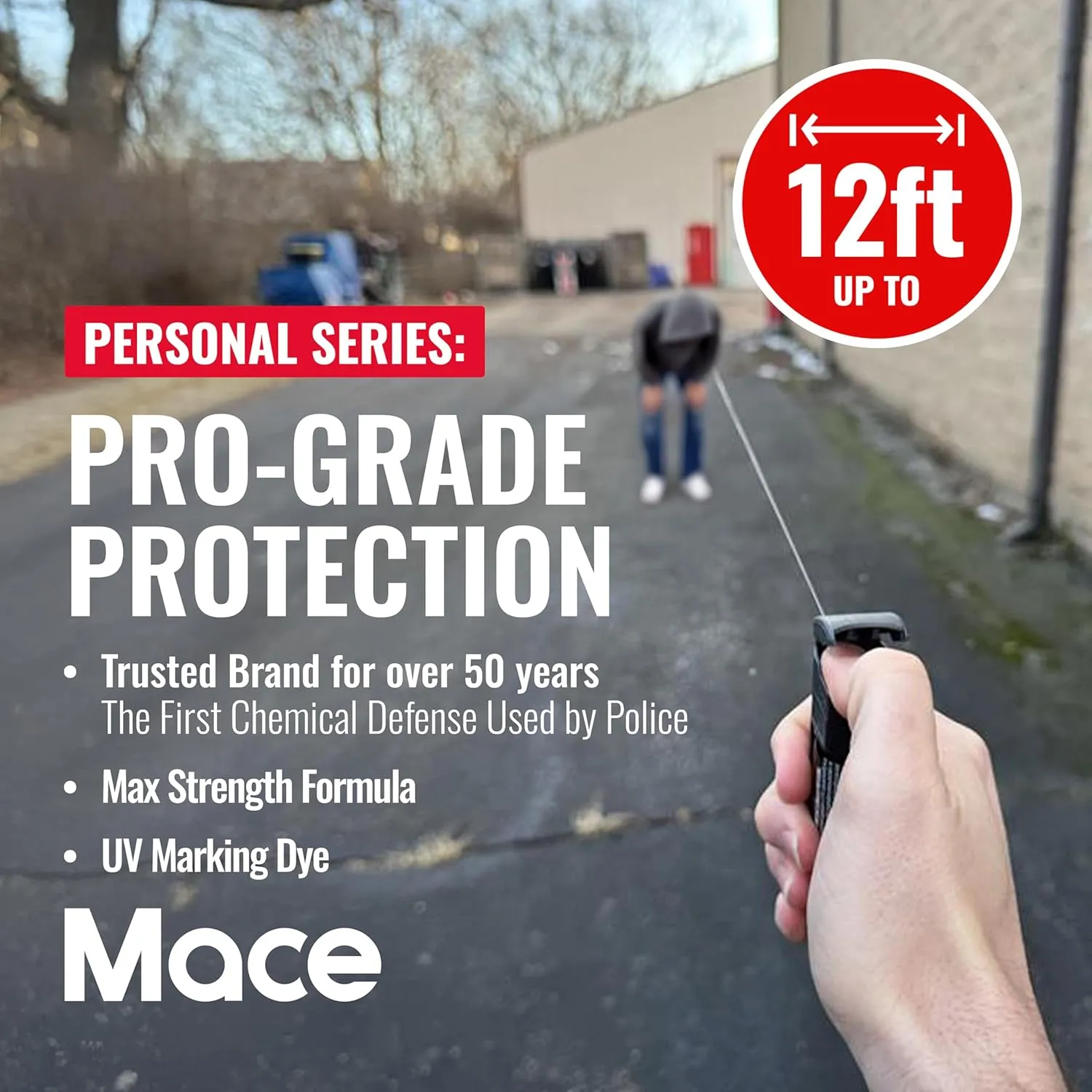 Mace Pepper Spray - Personal Model, 0.63 oz, 12 Feet Range, Max Strength 10% OC Formula, Long Lasting UV Dye, Flip Top Safety Cap, Self Defense Pepper Spray for Women & Men