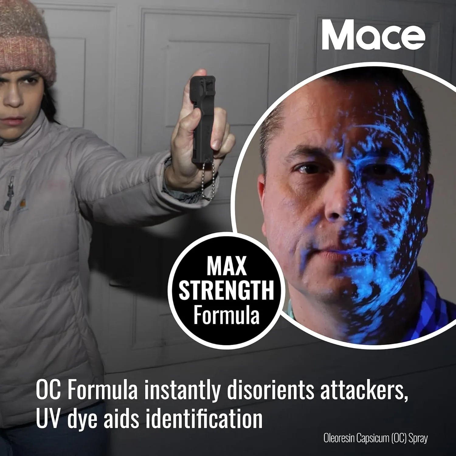 Mace Pepper Spray - Personal Model, 0.63 oz, 12 Feet Range, Max Strength 10% OC Formula, Long Lasting UV Dye, Flip Top Safety Cap, Self Defense Pepper Spray for Women & Men