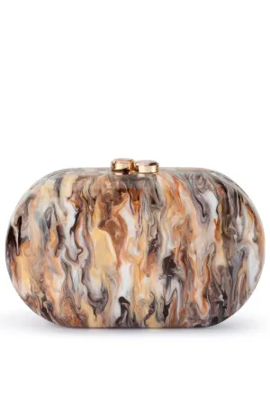 Maeve Marble Clutch - Natural