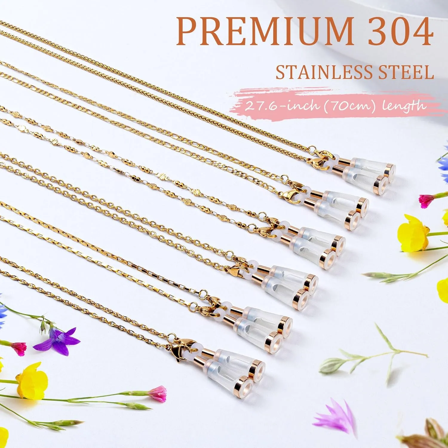 Magnetic Anti-Lost Straps for AirPods, Golden Fishbone Chain Necklace Lanyard String Compatible with AirPods Pro 3 2 1/Pro 1st & 2nd Headphone Holder Neck Rope Cord